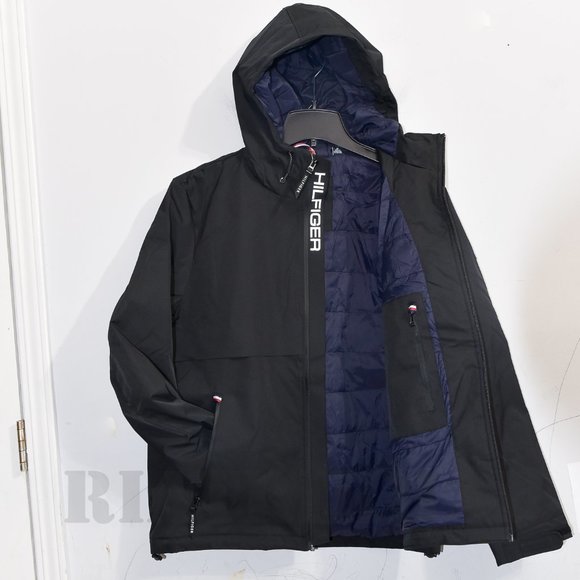 BLACK NWT Tommy Hilfiger Men’s Performance Hooded Jacket - Picture 4 of 10